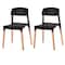 Fabulaxe Modern Plastic Dining Chair Open Back with Beech Wood Legs, Black, PK 2 QI004222.BK.2 - alternate 1
